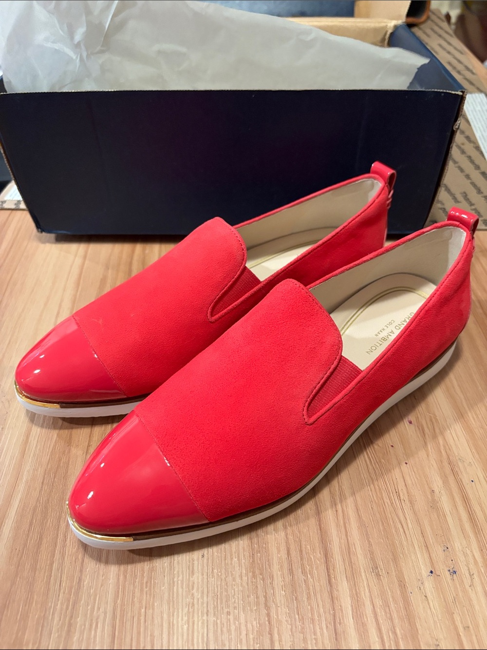 Cole Haan Hot Pink Suede & Patent Slip-On Loafers